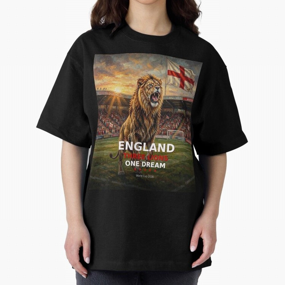 England Three Lions One Dream - World Cup 2026 Soccer Fan Tee Classic T-Shirt Represent the FIFA World Cup 2026 Journey through Messi and Cristiano Ronaldo Highlights, England, France and Netherlands Pride, Global Supporter Spirit, Legendary Goals,
