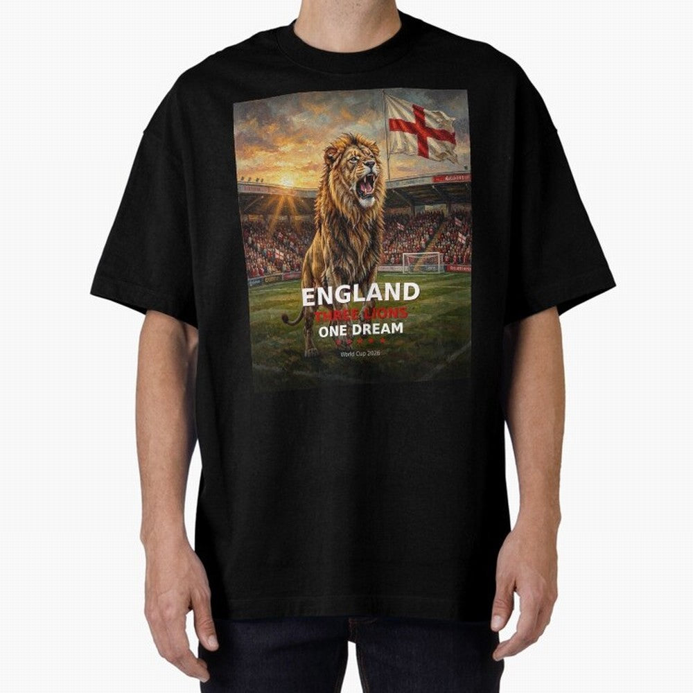 England Three Lions One Dream - World Cup 2026 Soccer Fan Tee Classic T-Shirt Represent the FIFA World Cup 2026 Journey through Messi and Cristiano Ronaldo Highlights, England, France and Netherlands Pride, Global Supporter Spirit, Legendary Goals,