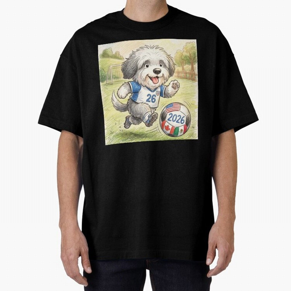 Cute Sheepdog Soccer Star - 2026 World Cup Fluffy Puppy Classic T-Shirt Stand Out with Spirit from Global Football Passion for FIFA World Cup 2026 USA Canada Mexico, Celebrating Mbappe, Netherlands, Tournament Hype, Historic Matchups, Family