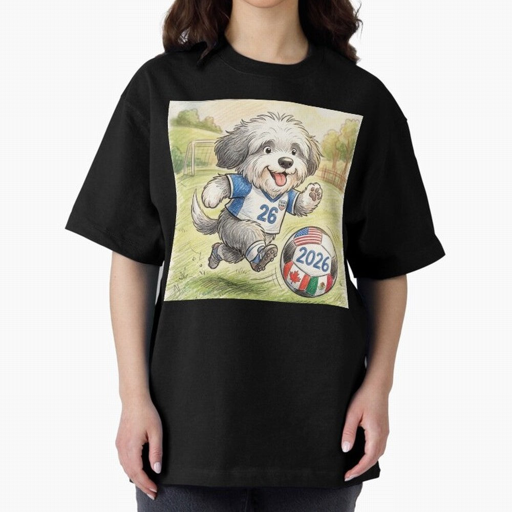 Cute Sheepdog Soccer Star - 2026 World Cup Fluffy Puppy Classic T-Shirt Stand Out with Spirit from Global Football Passion for FIFA World Cup 2026 USA Canada Mexico, Celebrating Mbappe, Netherlands, Tournament Hype, Historic Matchups, Family