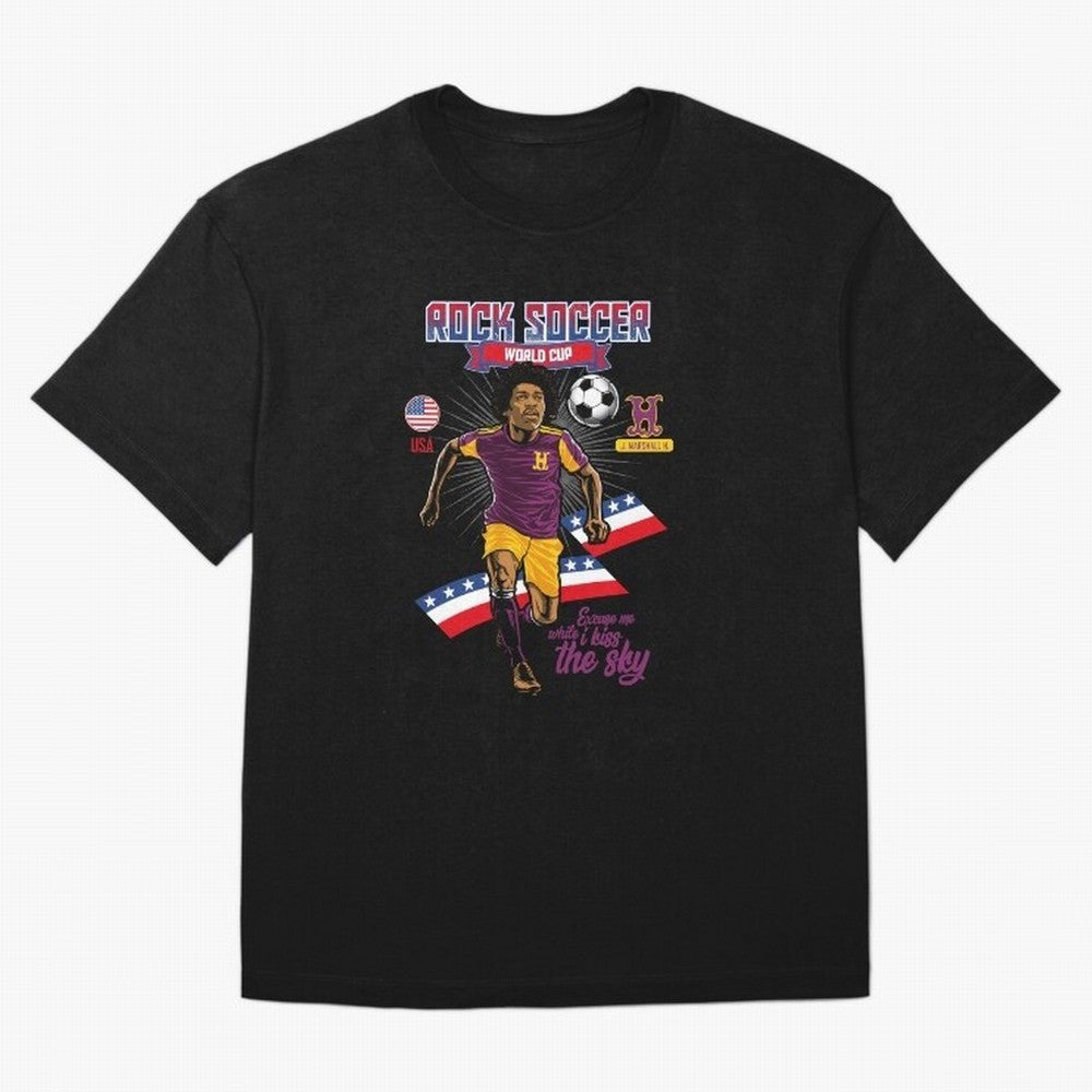 Rock Soccer World Cup Classic T-Shirt Show Support during FIFA World Cup 2026 USA Canada Mexico Spirit, Driven by Brazil, Messi and Cristiano Ronaldo, Championship Spirit, Famous Goals, Roaring Crowds and International Football Unity; Created for