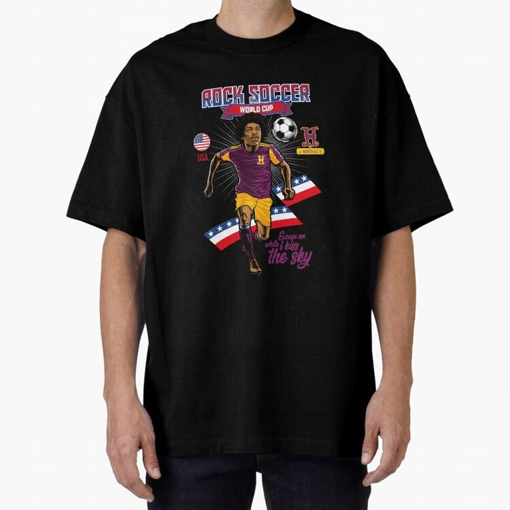 Rock Soccer World Cup Classic T-Shirt Show Support during FIFA World Cup 2026 USA Canada Mexico Spirit, Driven by Brazil, Messi and Cristiano Ronaldo, Championship Spirit, Famous Goals, Roaring Crowds and International Football Unity; Created for