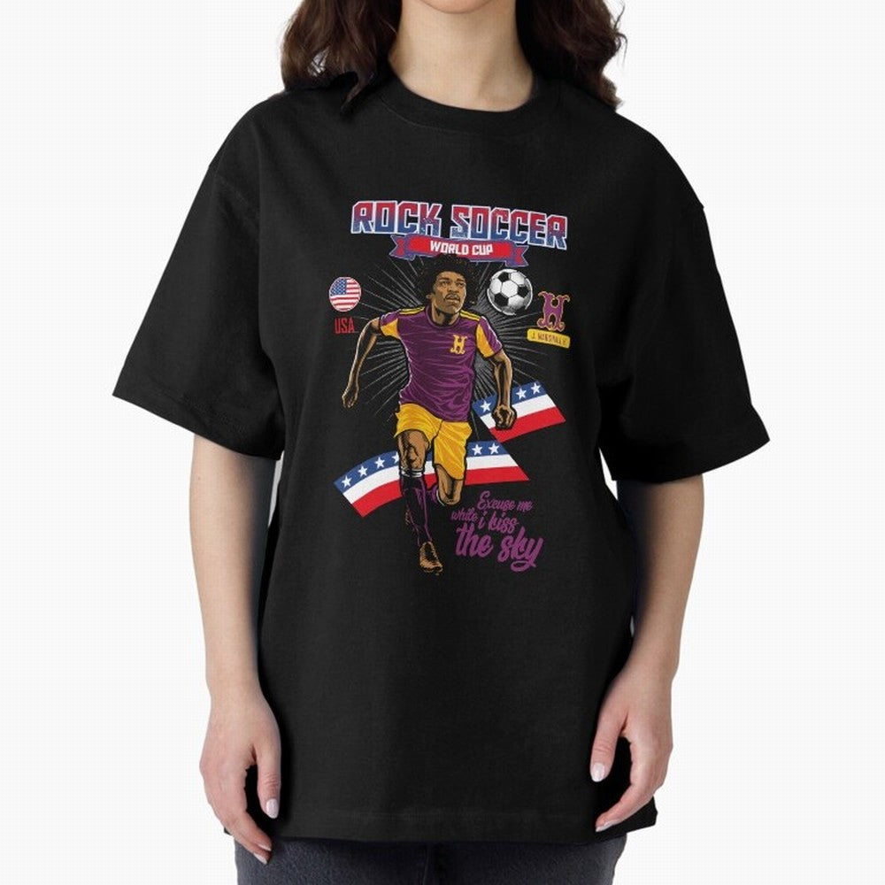Rock Soccer World Cup Classic T-Shirt Show Support during FIFA World Cup 2026 USA Canada Mexico Spirit, Driven by Brazil, Messi and Cristiano Ronaldo, Championship Spirit, Famous Goals, Roaring Crowds and International Football Unity; Created for