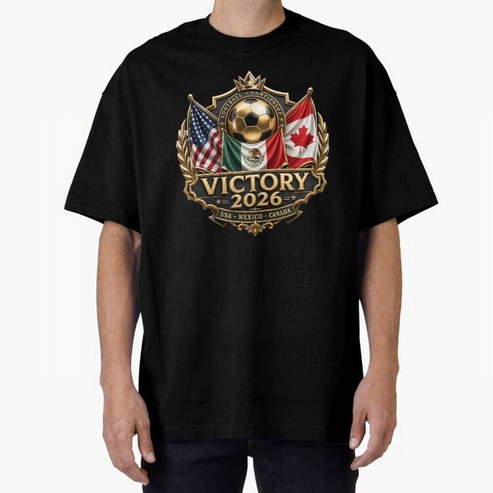Victory 2026 USA Mexico Canada Football Crest Classic T-Shirt Represent Fans Who Live for FIFA World Cup 2026 USA Canada Mexico with Haaland and Mbappe, France Energy, Champion Mindset, Group Stage Buzz, Knockout Tension and Passionate Fan Culture;