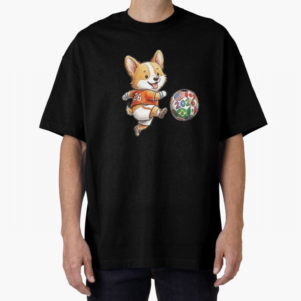 Cute Corgi Soccer Striker - 2026 World Cup Orange Jersey Classic T-Shirt Celebrate Soccer Greatness during FIFA World Cup 2026 Group Stage Featuring Cristiano Ronaldo, France Energy, Champion Mindset, Group Stage Buzz, Knockout Tension and