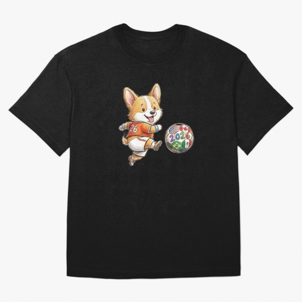 Cute Corgi Soccer Striker - 2026 World Cup Orange Jersey Classic T-Shirt Celebrate Soccer Greatness during FIFA World Cup 2026 Group Stage Featuring Cristiano Ronaldo, France Energy, Champion Mindset, Group Stage Buzz, Knockout Tension and