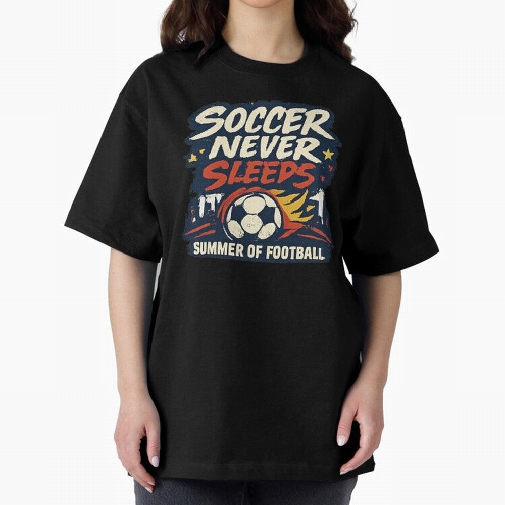 Soccer Never Sleeps Summer of Football Vintage Soccer Fan Tee Classic T-Shirt Bring Legendary Rivalry Energy to FIFA World Cup 2026 Centered on Haaland and Mbappe, Argentina and Brazil Energy, Stadium Memories, Football Loyalty, International