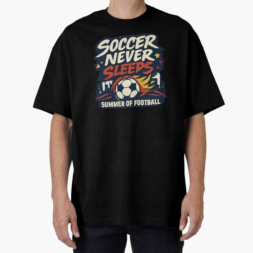 Soccer Never Sleeps Summer of Football Vintage Soccer Fan Tee Classic T-Shirt Bring Legendary Rivalry Energy to FIFA World Cup 2026 Centered on Haaland and Mbappe, Argentina and Brazil Energy, Stadium Memories, Football Loyalty, International