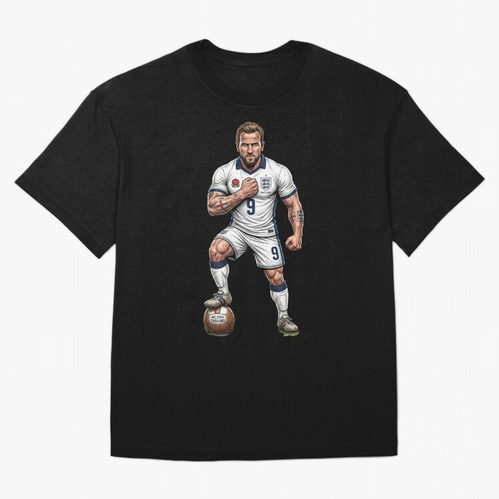 English Soccer Warrior Hyper-Realistic Poster Classic T-Shirt Celebrate Golden Goal Energy in FIFA World Cup 2026 for Fans of Haaland and Netherlands, Bringing Championship Spirit, Famous Goals, Roaring Crowds and International Football Unity;