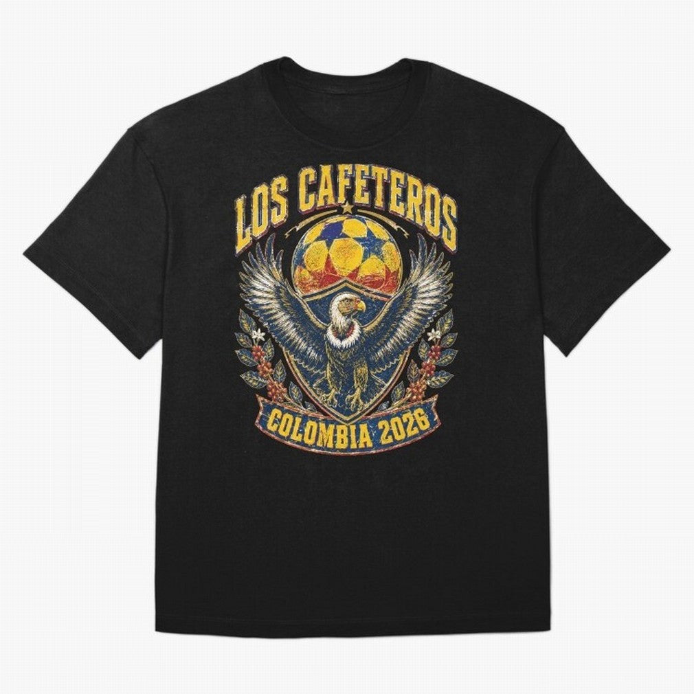 Los Cafeteros Colombia 2026 World Cup Soccer T-Shirt Classic T-Shirt Relive Legendary Nights from Match Day Hype around FIFA World Cup 2026, Messi, Germany, Championship Spirit, Famous Goals, Roaring Crowds and International Football Unity; Created