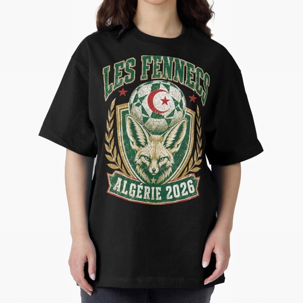 Les Fennecs Alg¨¦rie 2026 World Cup Soccer T-Shirt Classic T-Shirt Turn Every Weekend Toward FIFA World Cup 2026 for Fans of Haaland and Mbappe and Argentina, France and Brazil, Bringing Sports Nostalgia, International Competition, Famous Players