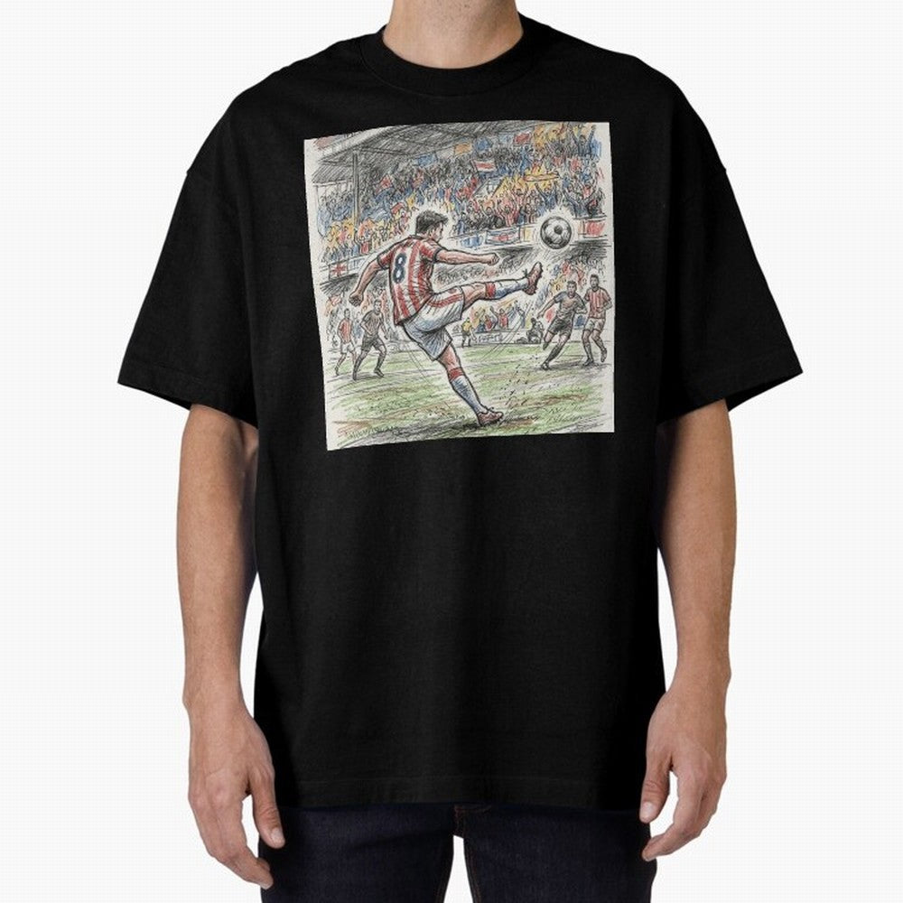 The Decisive Goal - Player #8 Stadium Action Illustration Classic T-Shirt Carry FIFA World Cup 2026 for Fans of CR7 and Messi and Portugal, Bringing Football History, Final Match Energy, Crowd Noise and Once in a Lifetime Moments; Ideal for Fans