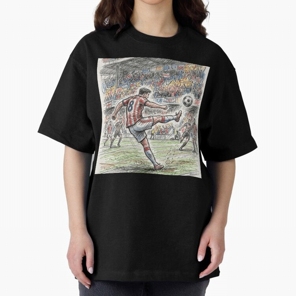 The Decisive Goal - Player #8 Stadium Action Illustration Classic T-Shirt Carry FIFA World Cup 2026 for Fans of CR7 and Messi and Portugal, Bringing Football History, Final Match Energy, Crowd Noise and Once in a Lifetime Moments; Ideal for Fans