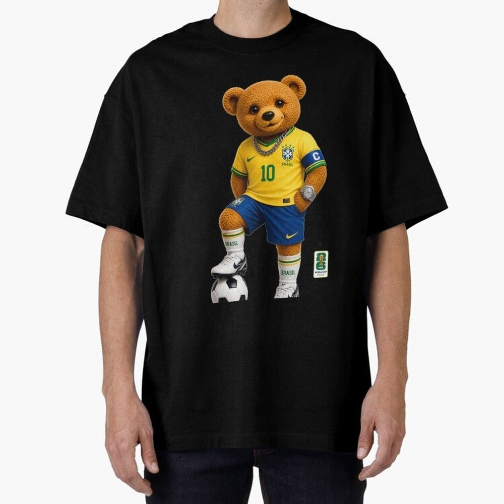 Brazil Soccer Bear World Cup Teddy Bear Classic T-Shirt Bring Home Global Football Passion for FIFA World Cup 2026, Highlighting Messi and Cristiano Ronaldo, England, France and Netherlands, Championship Spirit, Famous Goals, Roaring Crowds and