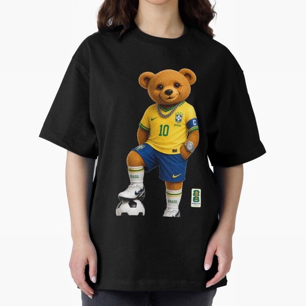 Brazil Soccer Bear World Cup Teddy Bear Classic T-Shirt Bring Home Global Football Passion for FIFA World Cup 2026, Highlighting Messi and Cristiano Ronaldo, England, France and Netherlands, Championship Spirit, Famous Goals, Roaring Crowds and
