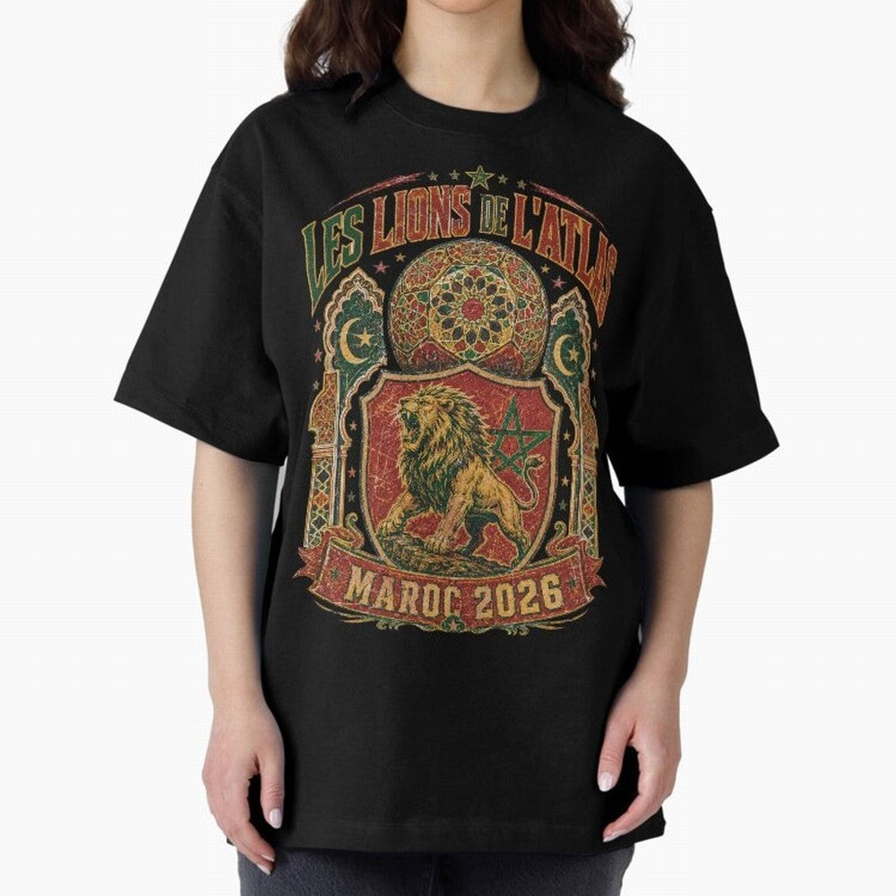Lions De L'Atlas Maroc 2026 World Cup Soccer T-Shirt Classic T-Shirt Show Love for Legendary Goals in FIFA World Cup 2026 for Fans of Mbappe and Portugal, Spain and Germany, Bringing Football History, Final Match Energy, Crowd Noise and Once in a