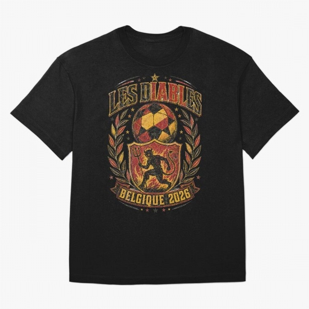 Les Diables Rouges Belgique 2026 World Cup Soccer T-Shirt Classic T-Shirt Bring Champion Energy into FIFA World Cup 2026 USA Canada Mexico for Fans of Cristiano Ronaldo and Argentina, Bringing Championship Spirit, Famous Goals, Roaring Crowds and