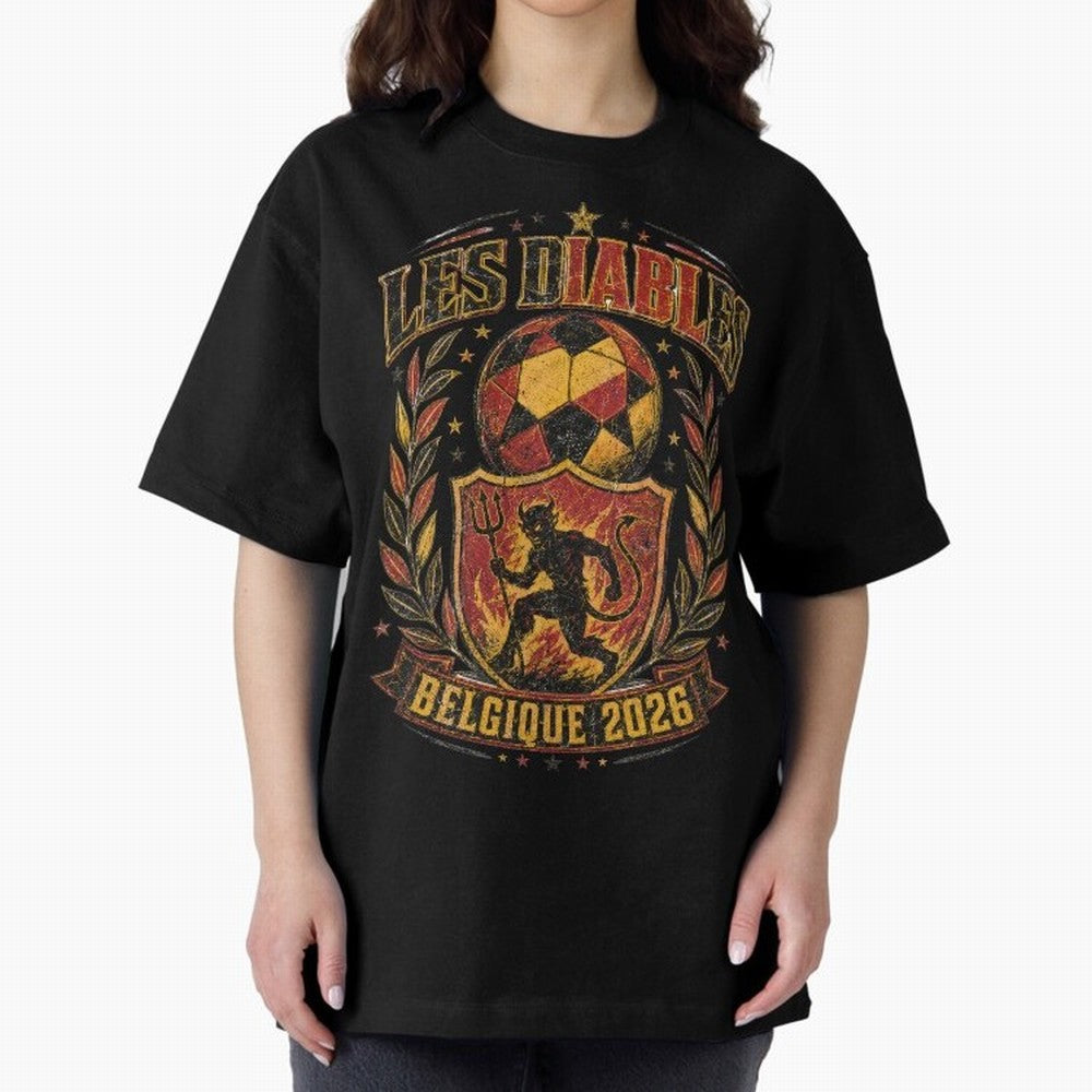 Les Diables Rouges Belgique 2026 World Cup Soccer T-Shirt Classic T-Shirt Bring Champion Energy into FIFA World Cup 2026 USA Canada Mexico for Fans of Cristiano Ronaldo and Argentina, Bringing Championship Spirit, Famous Goals, Roaring Crowds and