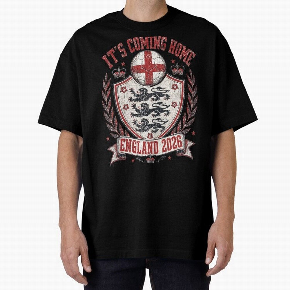 It's Coming Home England 2026 World Cup Soccer T-Shirt Classic T-Shirt Stand Proud for Match Day Hype around FIFA World Cup 2026, CR7 and Messi, Portugal, Vintage Soccer Flavor, Modern Football Stars, National Flags and Final Night Emotion; Ideal