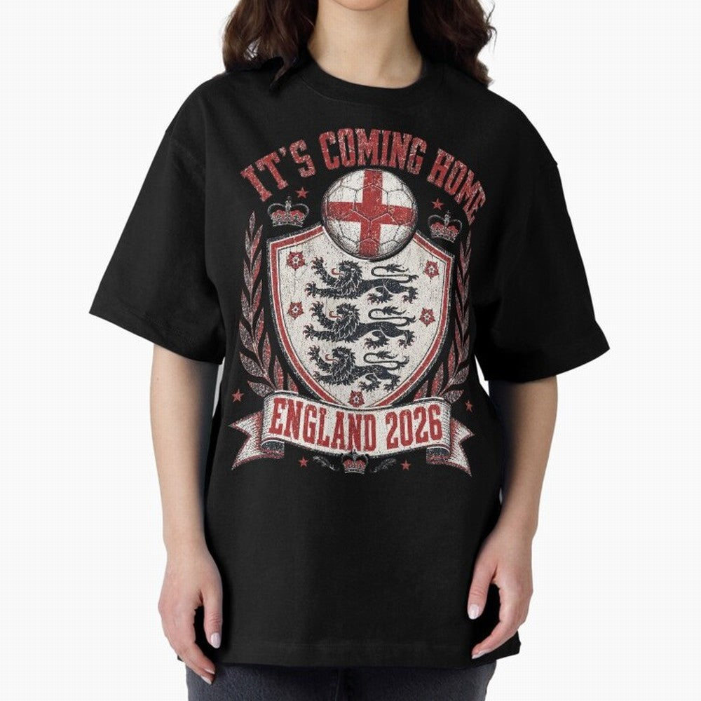 It's Coming Home England 2026 World Cup Soccer T-Shirt Classic T-Shirt Stand Proud for Match Day Hype around FIFA World Cup 2026, CR7 and Messi, Portugal, Vintage Soccer Flavor, Modern Football Stars, National Flags and Final Night Emotion; Ideal