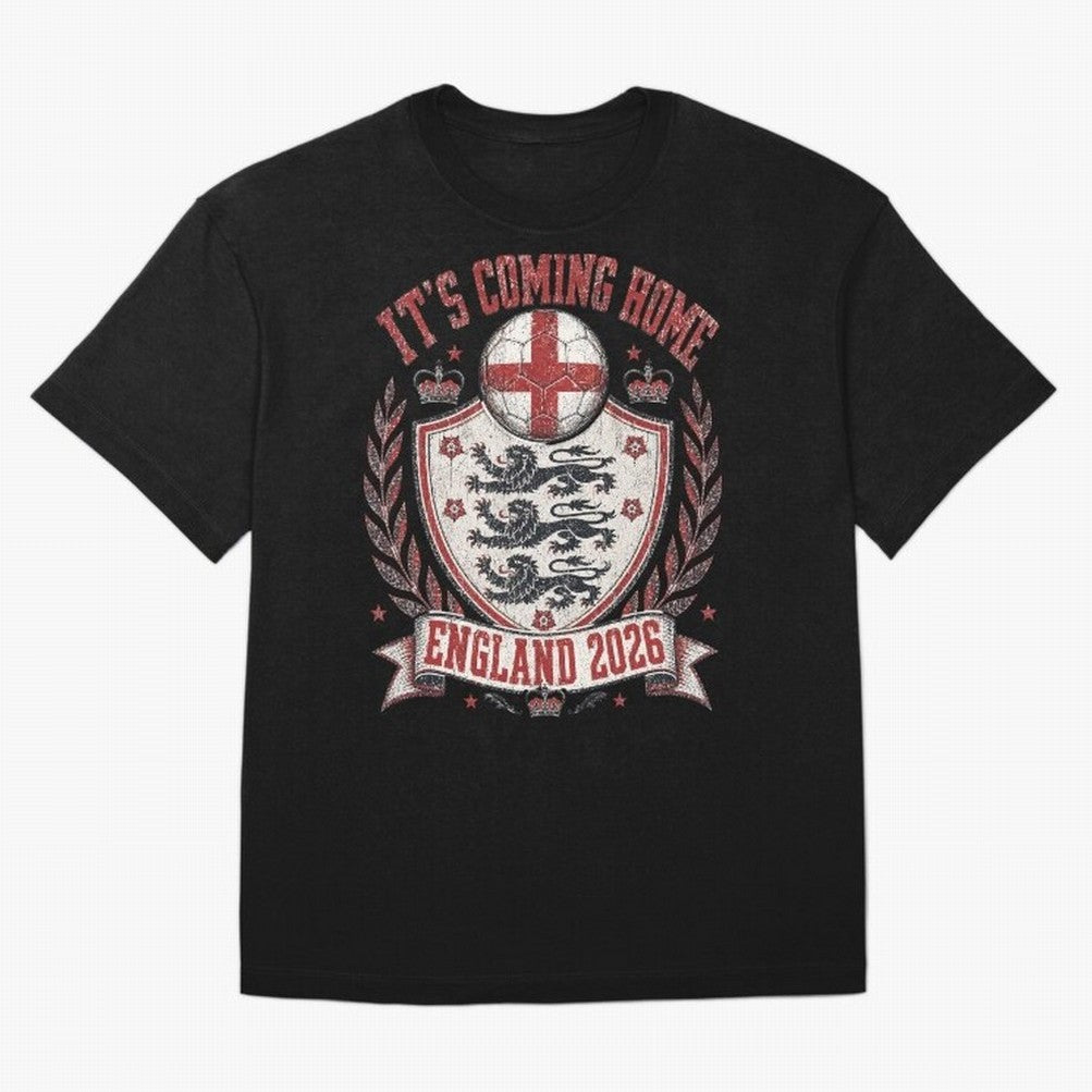 It's Coming Home England 2026 World Cup Soccer T-Shirt Classic T-Shirt Stand Proud for Match Day Hype around FIFA World Cup 2026, CR7 and Messi, Portugal, Vintage Soccer Flavor, Modern Football Stars, National Flags and Final Night Emotion; Ideal