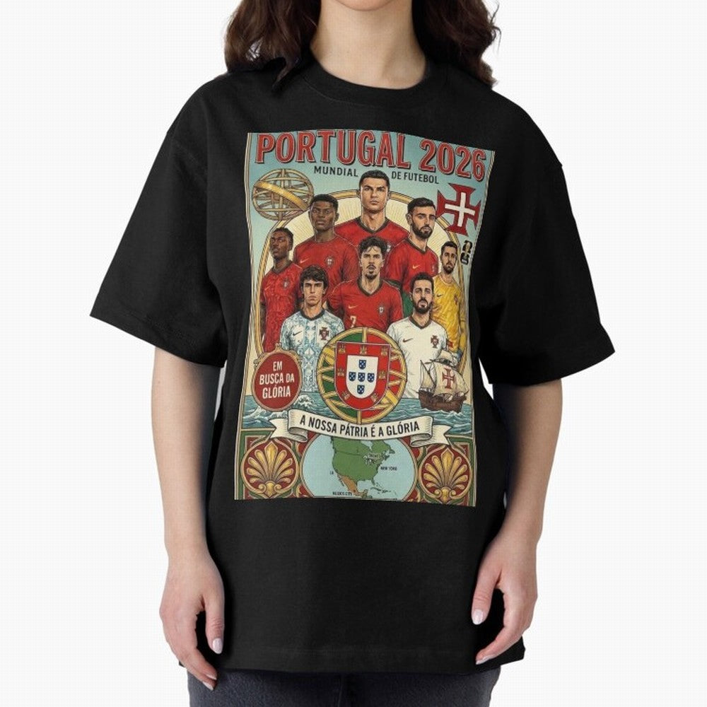 Portugal 2026 ¨C In Search of Glory Classic T-Shirt Join the Global Buzz around Match Day Hype around FIFA World Cup 2026 USA Canada Mexico, Cristiano Ronaldo, Haaland and CR7, England, France and Netherlands, Stadium Chants, National Pride, Trophy