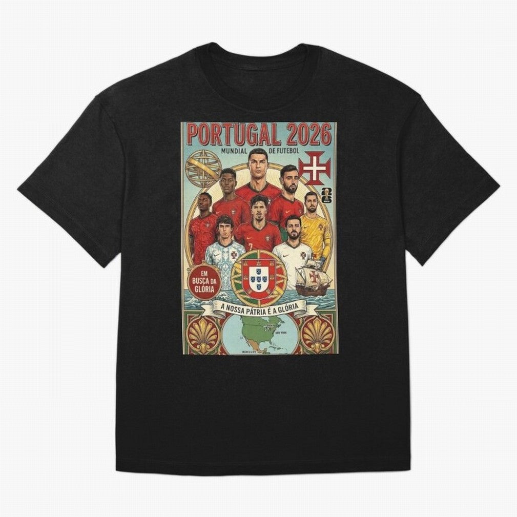 Portugal 2026 ¨C In Search of Glory Classic T-Shirt Join the Global Buzz around Match Day Hype around FIFA World Cup 2026 USA Canada Mexico, Cristiano Ronaldo, Haaland and CR7, England, France and Netherlands, Stadium Chants, National Pride, Trophy