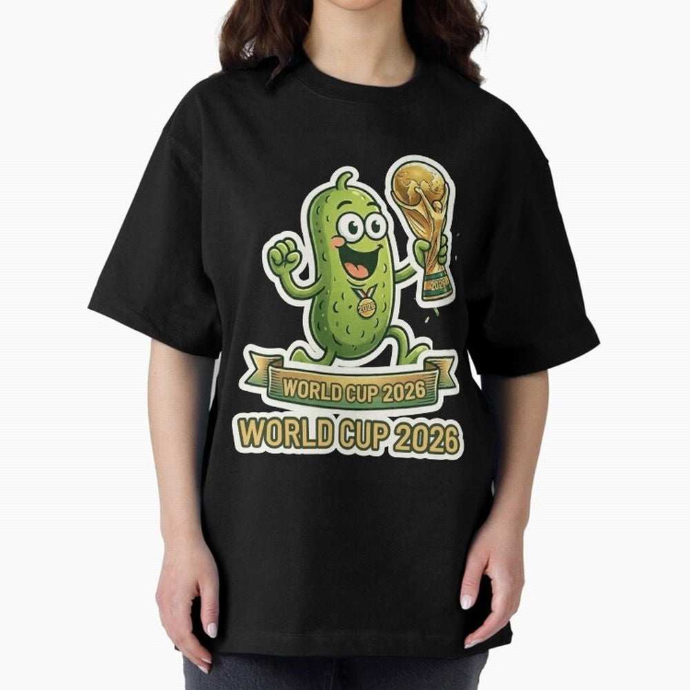 World Cup 2026 Pickle Champion Shirt ¨C Funny Soccer Pickle Mascot Holding Trophy, Cute Football Cartoon Design for Fans Sticker Mug Classic T-Shirt Bring a Champion Mindset to Global Football Passion for FIFA World Cup 2026 USA Canada Mexico,