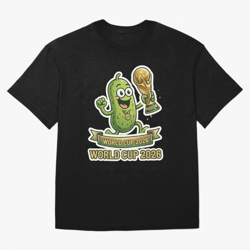 World Cup 2026 Pickle Champion Shirt ¨C Funny Soccer Pickle Mascot Holding Trophy, Cute Football Cartoon Design for Fans Sticker Mug Classic T-Shirt Bring a Champion Mindset to Global Football Passion for FIFA World Cup 2026 USA Canada Mexico,