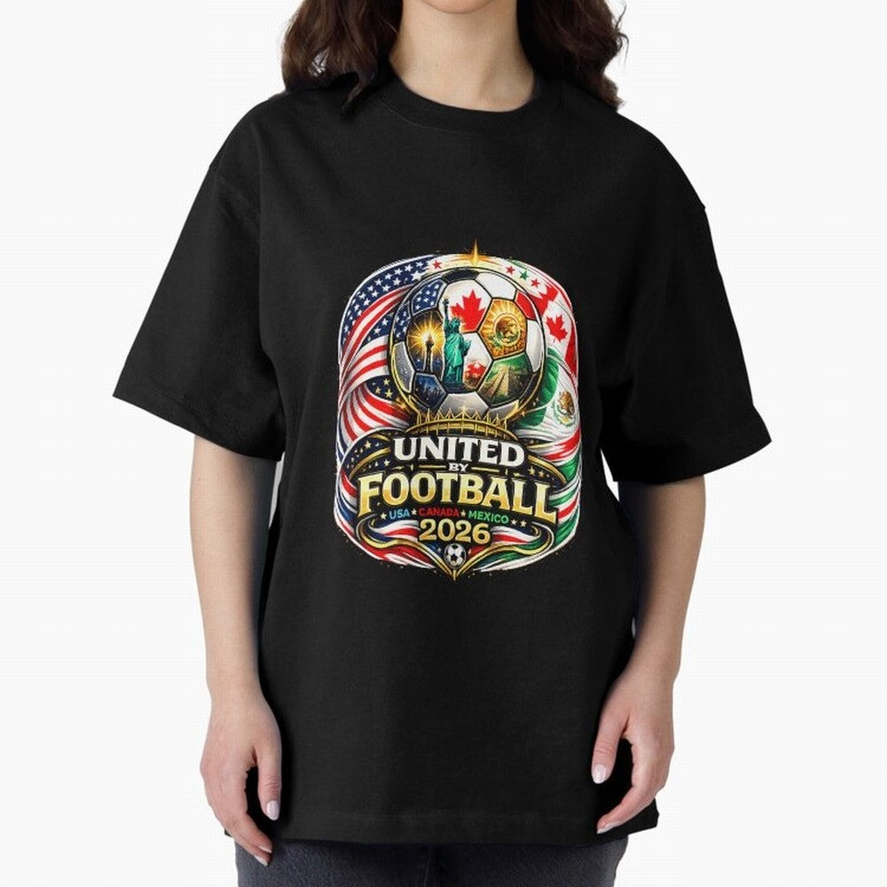 United By Football 2026 USA Canada Mexico Classic T-Shirt Share FIFA World Cup 2026 Spirit, Inspired by Argentina and Brazil, Messi and Cristiano Ronaldo, Goal Celebration Energy, Supporter Heritage, Football Icons and Worldwide Tournament Joy;