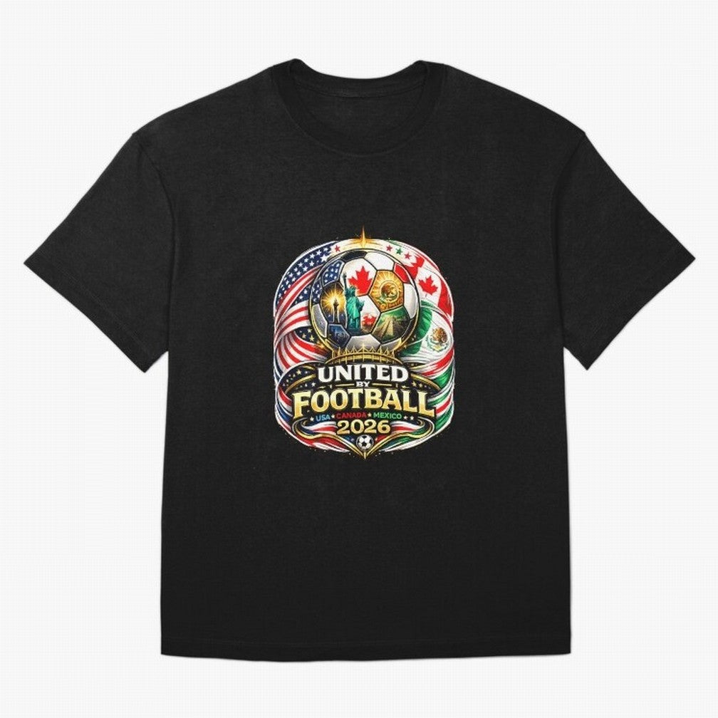 United By Football 2026 USA Canada Mexico Classic T-Shirt Share FIFA World Cup 2026 Spirit, Inspired by Argentina and Brazil, Messi and Cristiano Ronaldo, Goal Celebration Energy, Supporter Heritage, Football Icons and Worldwide Tournament Joy;