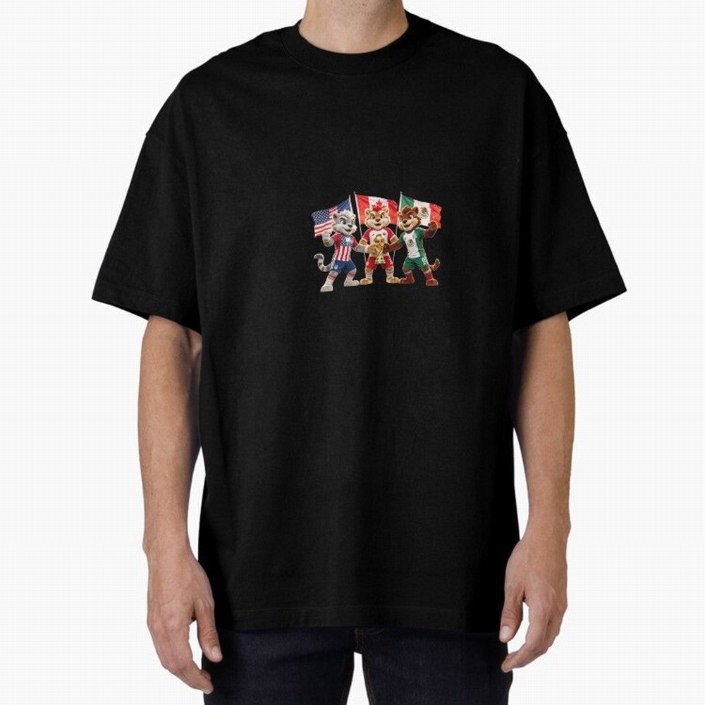 World Cup 2026 Host Nations Mascots - USA Canada Mexico Soccer Champions Classic T-Shirt Support the FIFA World Cup 2026 Journey through Messi and Cristiano Ronaldo Highlights, Argentina, France and Brazil Pride, Vintage Soccer Flavor, Modern