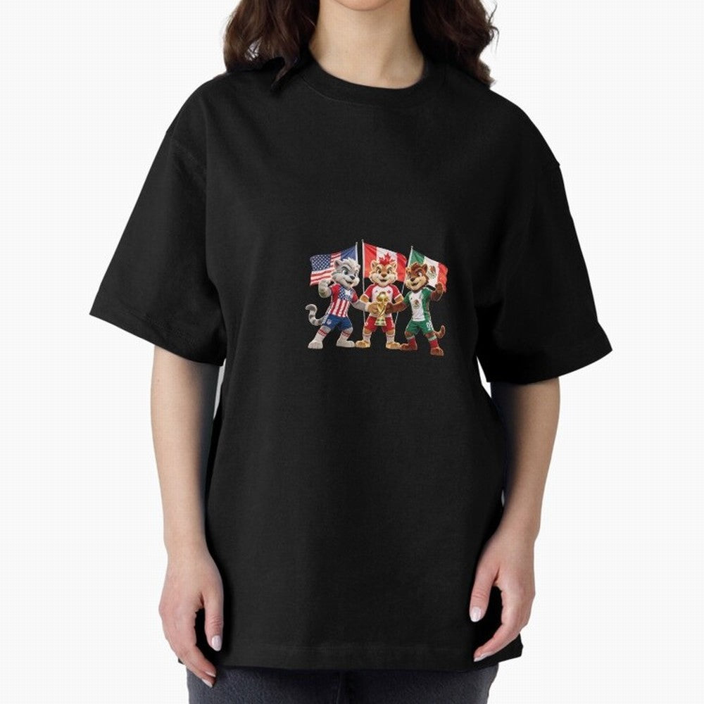 World Cup 2026 Host Nations Mascots - USA Canada Mexico Soccer Champions Classic T-Shirt Support the FIFA World Cup 2026 Journey through Messi and Cristiano Ronaldo Highlights, Argentina, France and Brazil Pride, Vintage Soccer Flavor, Modern