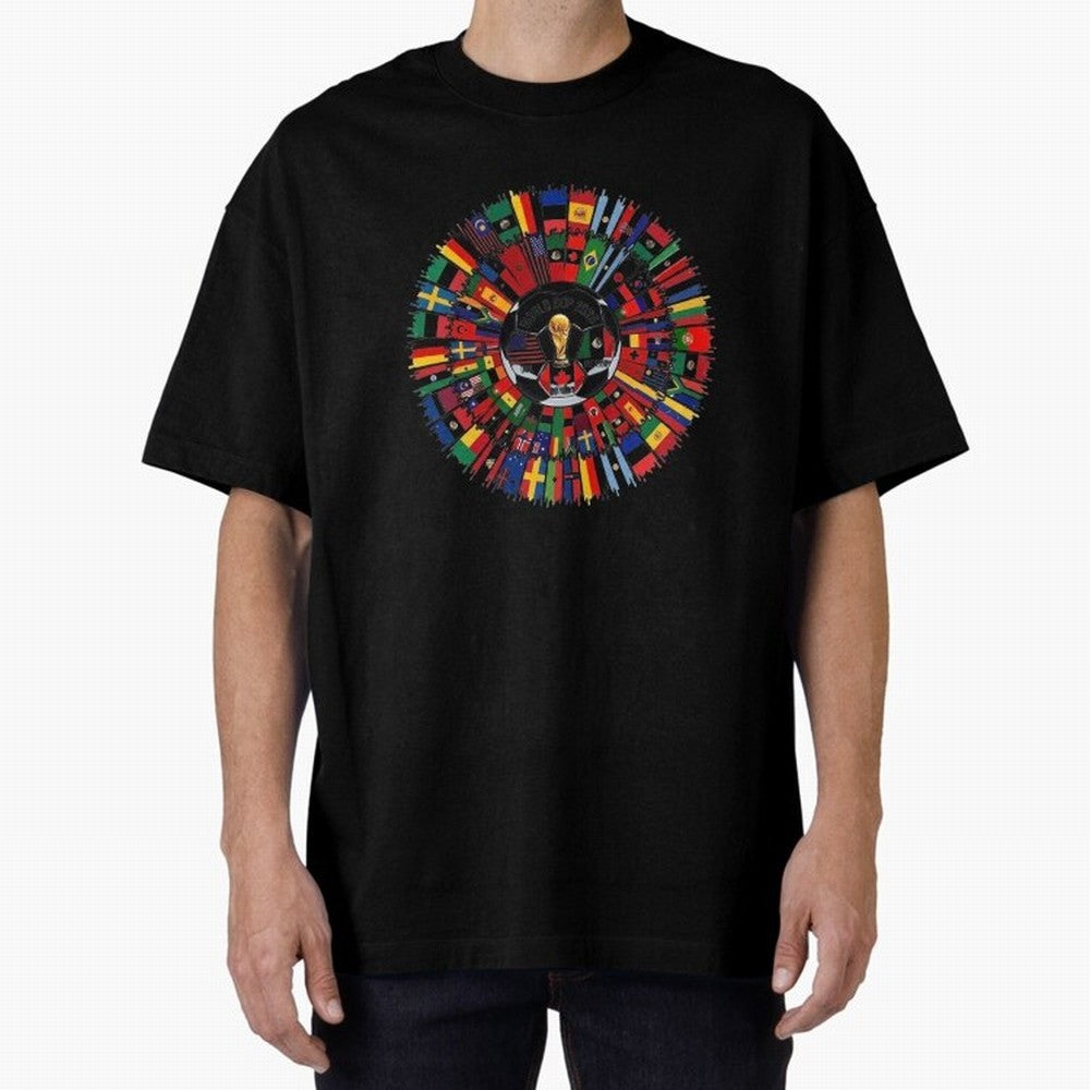 Vibrant 2026 World Cup International Flag Splash Classic T-Shirt Bring a Vintage Feel to Global Football Passion for FIFA World Cup 2026, Filled with Neymar, Haaland and Cristiano Ronaldo, Argentina, Championship Spirit, Famous Goals, Roaring