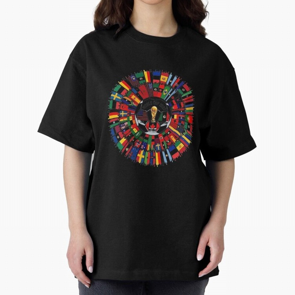 Vibrant 2026 World Cup International Flag Splash Classic T-Shirt Bring a Vintage Feel to Global Football Passion for FIFA World Cup 2026, Filled with Neymar, Haaland and Cristiano Ronaldo, Argentina, Championship Spirit, Famous Goals, Roaring