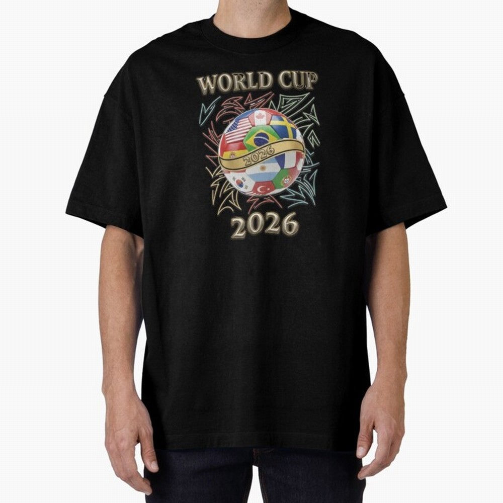 2026 World Cup Soccer Ball Flags - Global Football Championship Celebration Classic T-Shirt Cheer through Every Moment of the FIFA World Cup 2026 Journey through Haaland and Mbappe Highlights, England and Germany Pride, Vintage Soccer Flavor,