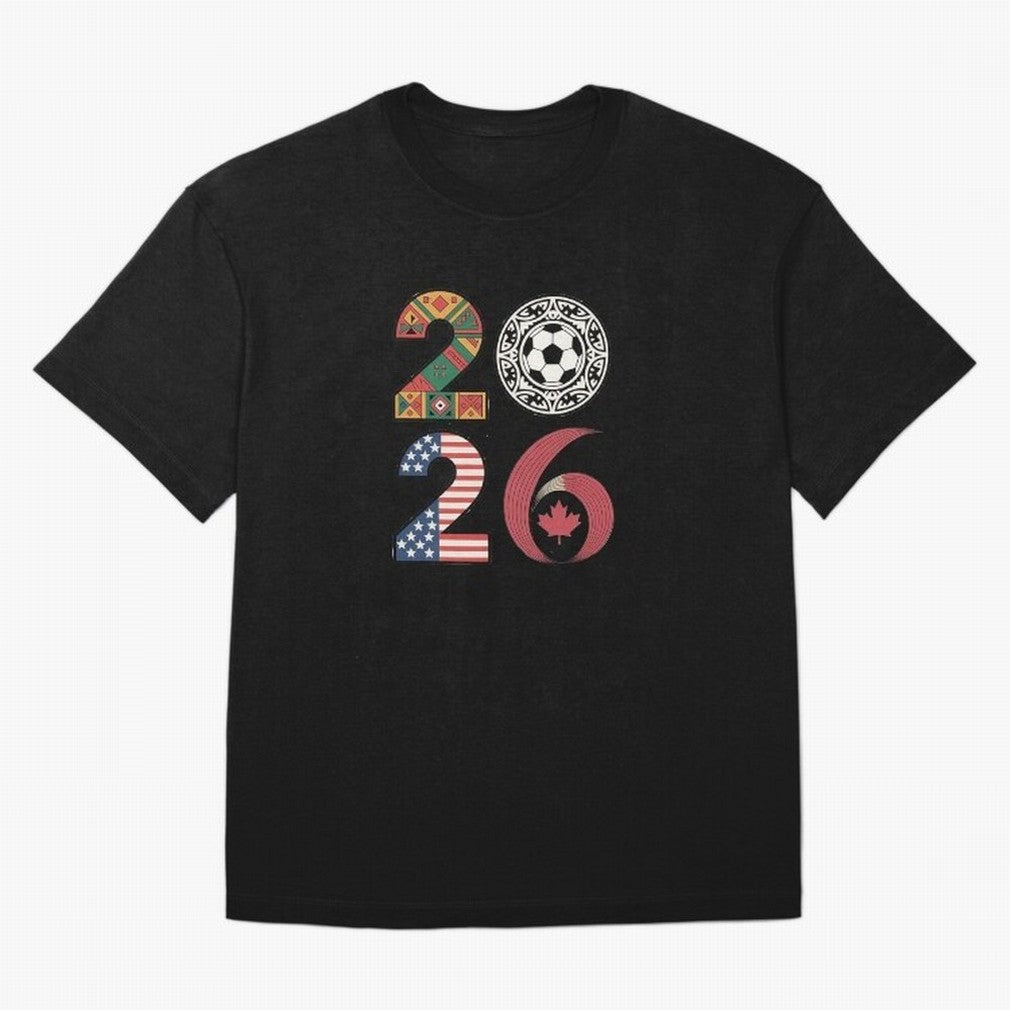 2026 Football Countries Design ¨C USA, Canada & Mexico Inspired Art Oversized T-Shirt Follow the Final Road of FIFA World Cup 2026 USA Canada Mexico Spirit, Highlighting England and Germany, Messi and Cristiano Ronaldo, Match Day Excitement,