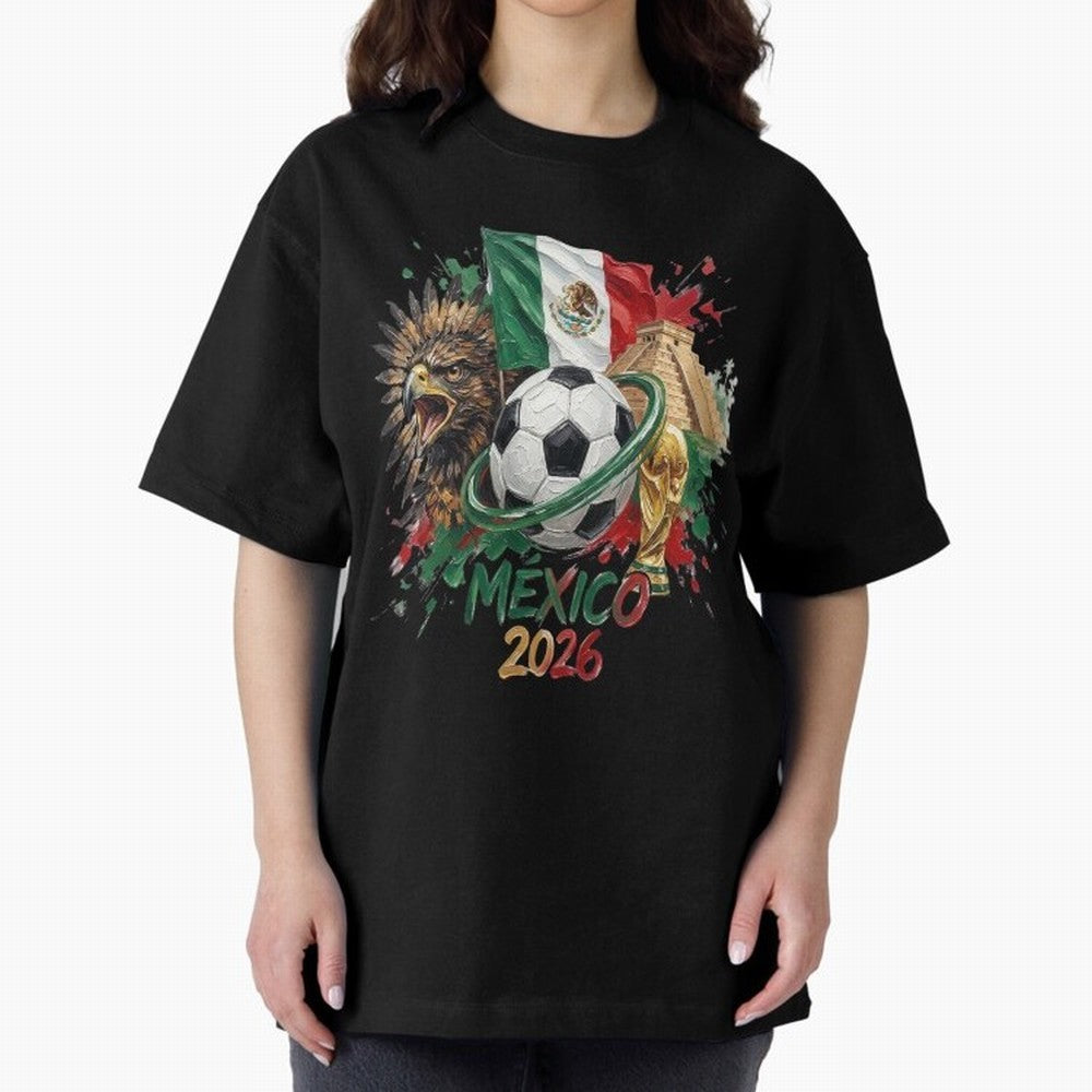 Mexico World Cup 2026 Oversized T-Shirt Remember Iconic Moments from Match Day Hype around FIFA World Cup 2026 Group Stage, CR7, France and Portugal, Global Supporter Spirit, Legendary Goals, National Colors and Tournament Celebration; Made for Die