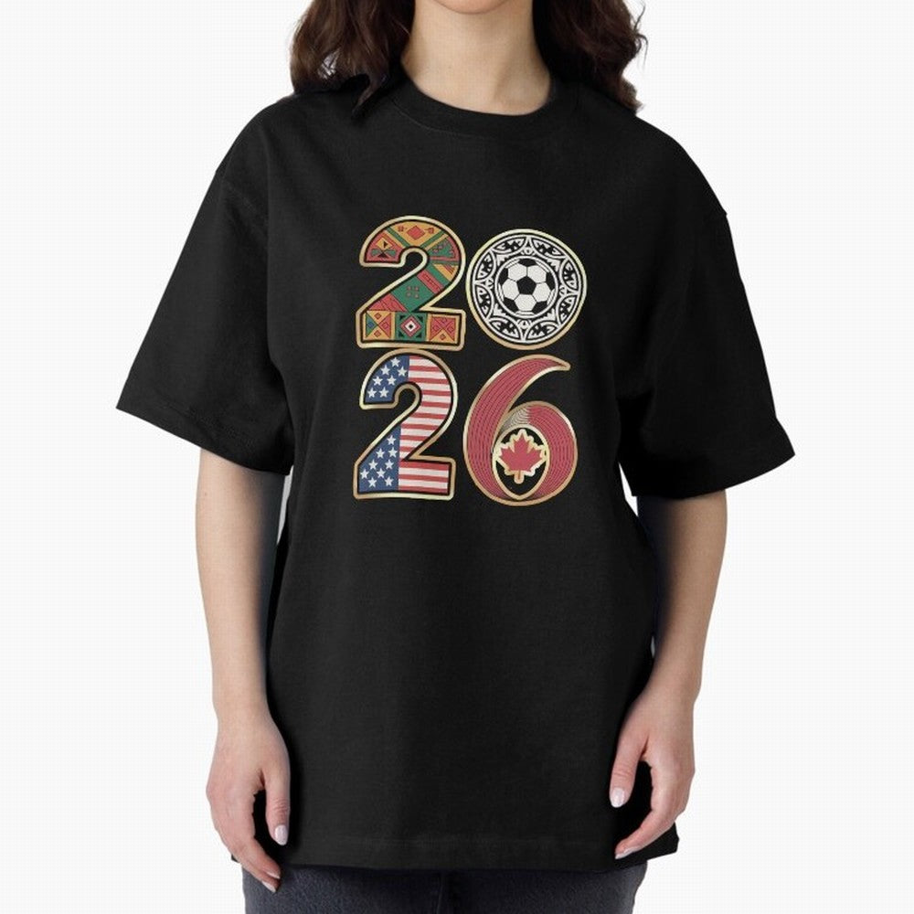 2026 Football Countries Design ¨C USA, Canada & Mexico Inspired Art Oversized T-Shirt Join Supporters Worldwide for FIFA World Cup 2026 USA Canada Mexico for Fans of CR7 and Messi and France, Bringing Football Passion, Legendary Performances,