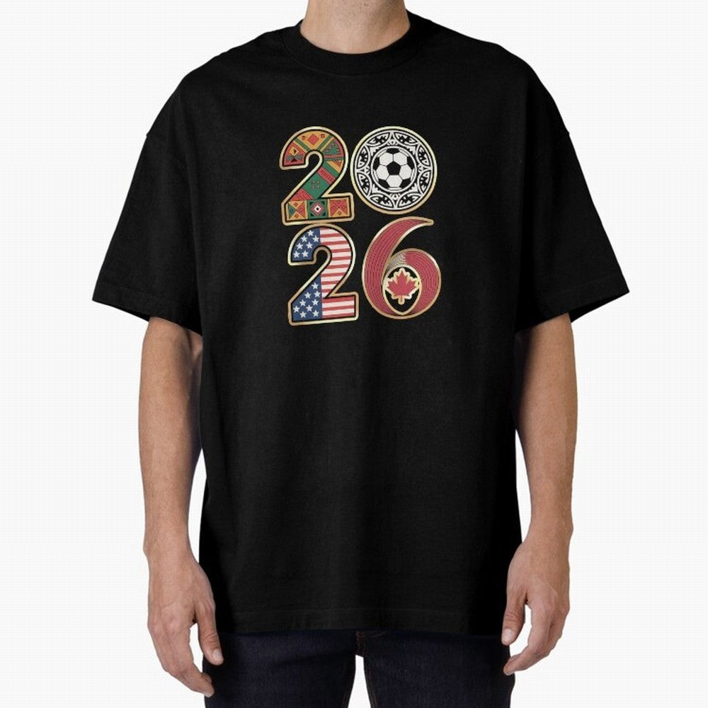 2026 Football Countries Design ¨C USA, Canada & Mexico Inspired Art Oversized T-Shirt Join Supporters Worldwide for FIFA World Cup 2026 USA Canada Mexico for Fans of CR7 and Messi and France, Bringing Football Passion, Legendary Performances,