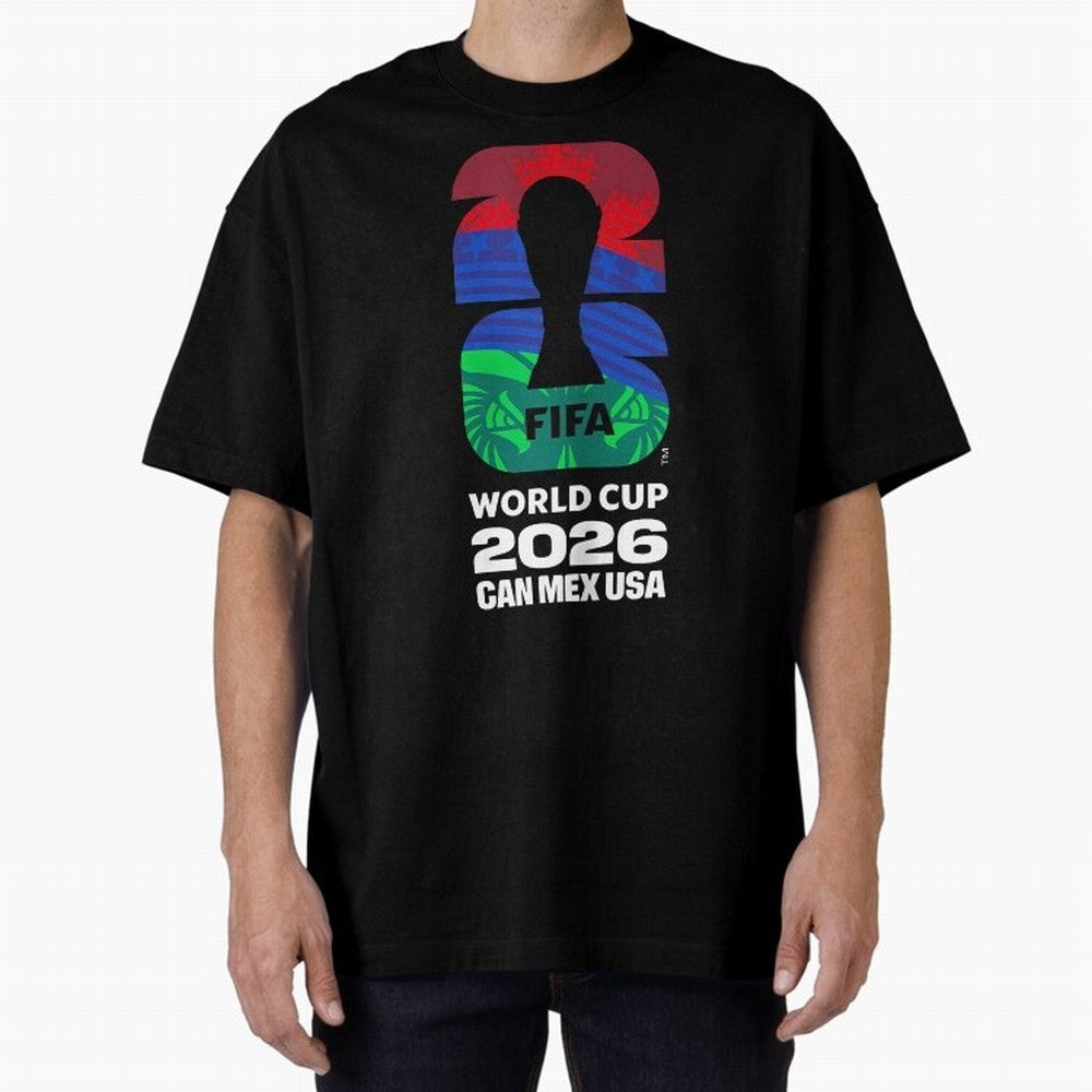 World Cup26 Host Country Logo Flags Oversized T-Shirt Feel the Trophy Chase of Global Football Passion for FIFA World Cup 2026 USA Canada Mexico, Connected to Haaland, England, Fan Favorite Moments, National Team Passion, Big Match Drama and Soccer