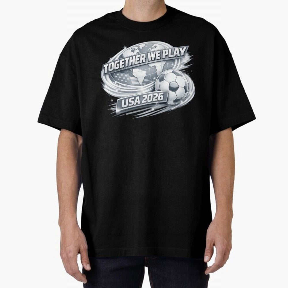 World Cup 2026 Oversized T-Shirt Fuel Your Fan Pride for Global Football Passion for FIFA World Cup 2026 USA Canada Mexico, Filled with CR7 and Messi, France and Portugal, Sports Nostalgia, International Competition, Famous Players and