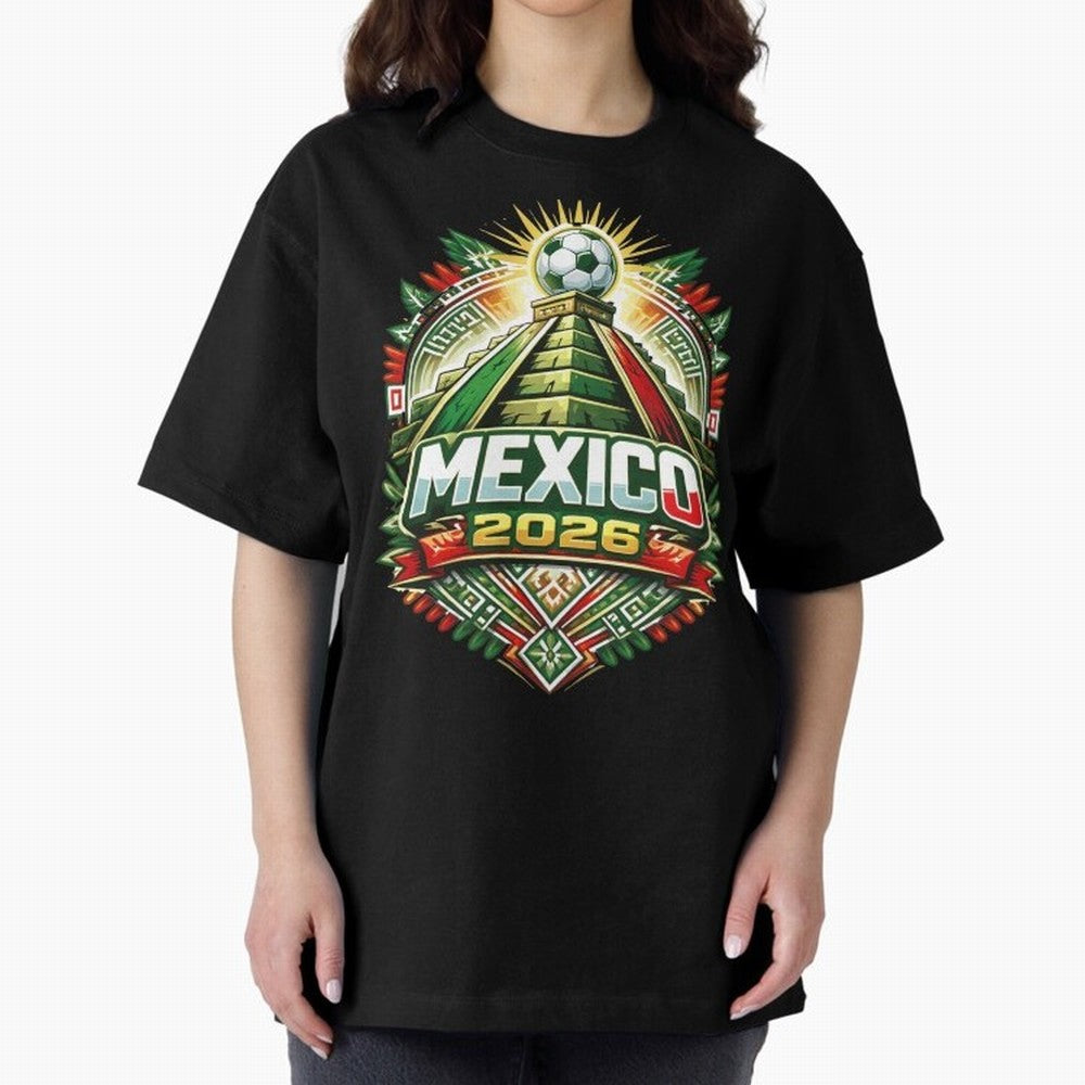 Mexico Soccer 2026 Art Oversized T-Shirt Bring Champion Energy into Global Football Passion for FIFA World Cup 2026 Group Stage, with Haaland and Mbappe, Portugal, Spain and Germany, Goal Celebration Energy, Supporter Heritage, Football Icons and