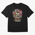 World Cup 2026 Flag Fusion Football T-Shirt Oversized T-Shirt Bring International Match Energy to Global Football Passion for FIFA World Cup 2026 Group Stage, Celebrating CR7 and Messi, Spain, Championship Spirit, Famous Goals, Roaring Crowds and