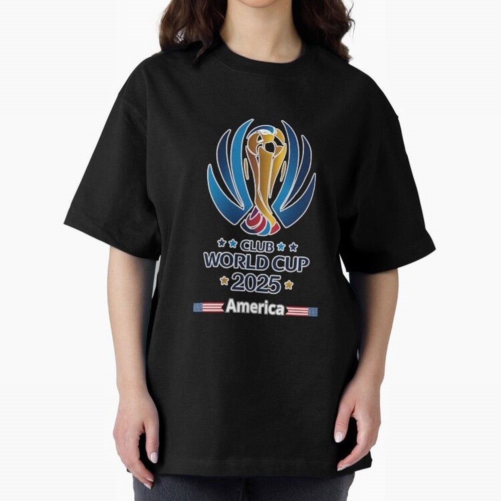 Club World Cup Oversized T-Shirt Capture FIFA World Cup 2026 USA Canada Mexico Highlighting Haaland and Mbappe, Portugal Energy, Supporter Pride, Iconic Celebrations, Legendary Names and Global Match Day Energy; Great for Supporters Who Love