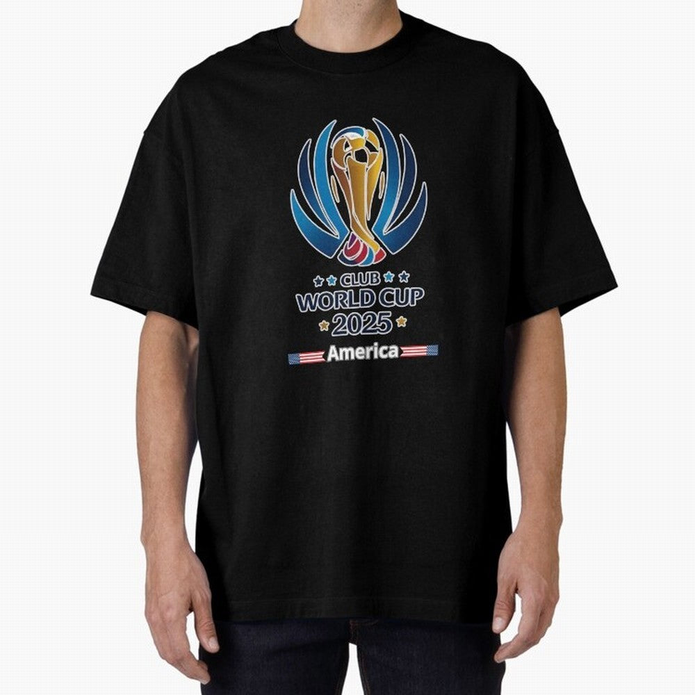 Club World Cup Oversized T-Shirt Capture FIFA World Cup 2026 USA Canada Mexico Highlighting Haaland and Mbappe, Portugal Energy, Supporter Pride, Iconic Celebrations, Legendary Names and Global Match Day Energy; Great for Supporters Who Love