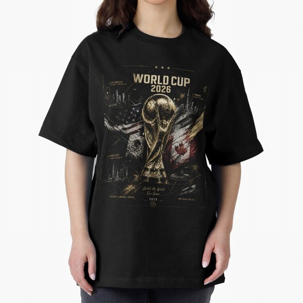 2026 FIFA World Cup Oversized T-Shirt Honor Champions and Dreams in FIFA World Cup 2026 USA Canada Mexico Built around Mbappe and Neymar, Germany Energy, Vintage Soccer Flavor, Modern Football Stars, National Flags and Final Night Emotion; Great