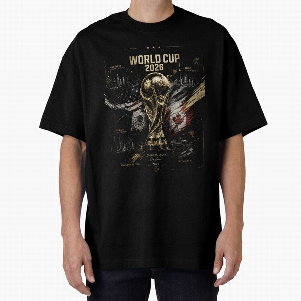 2026 FIFA World Cup Oversized T-Shirt Honor Champions and Dreams in FIFA World Cup 2026 USA Canada Mexico Built around Mbappe and Neymar, Germany Energy, Vintage Soccer Flavor, Modern Football Stars, National Flags and Final Night Emotion; Great