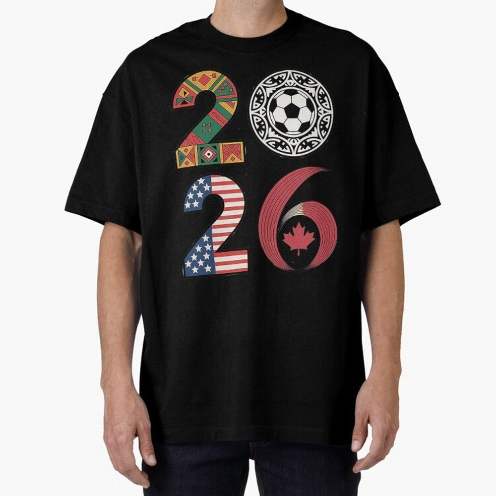 2026 Football Countries Oversized T-Shirt Join FIFA World Cup 2026 USA Canada Mexico for Fans of CR7 and Argentina, France and Brazil, Bringing Stadium Memories, Football Loyalty, International Chants and Championship Tradition; Perfect for