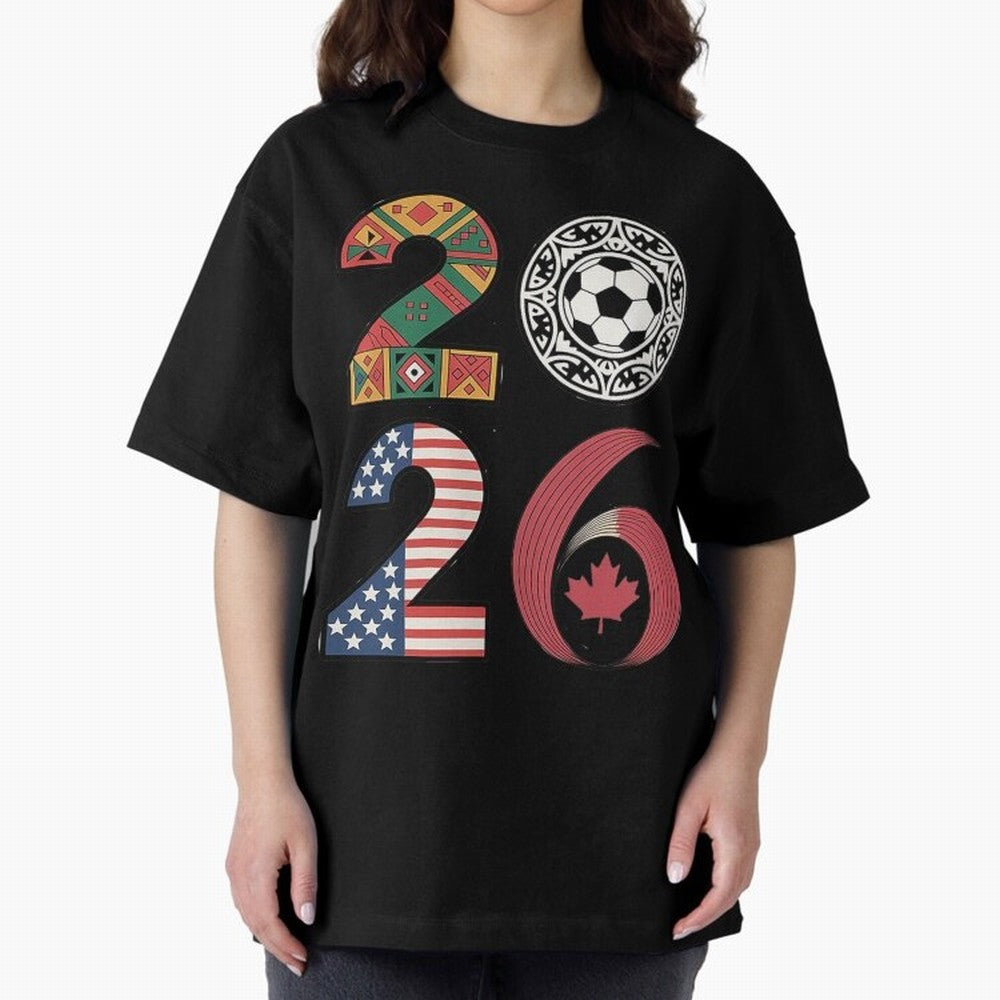 2026 Football Countries Oversized T-Shirt Join FIFA World Cup 2026 USA Canada Mexico for Fans of CR7 and Argentina, France and Brazil, Bringing Stadium Memories, Football Loyalty, International Chants and Championship Tradition; Perfect for